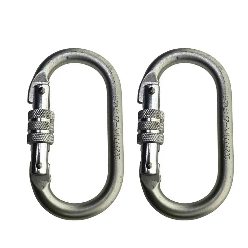 2pc 25KN Marine Boat Alloy Steel Carabiner Oval Screwgate Lock Rope Accessory