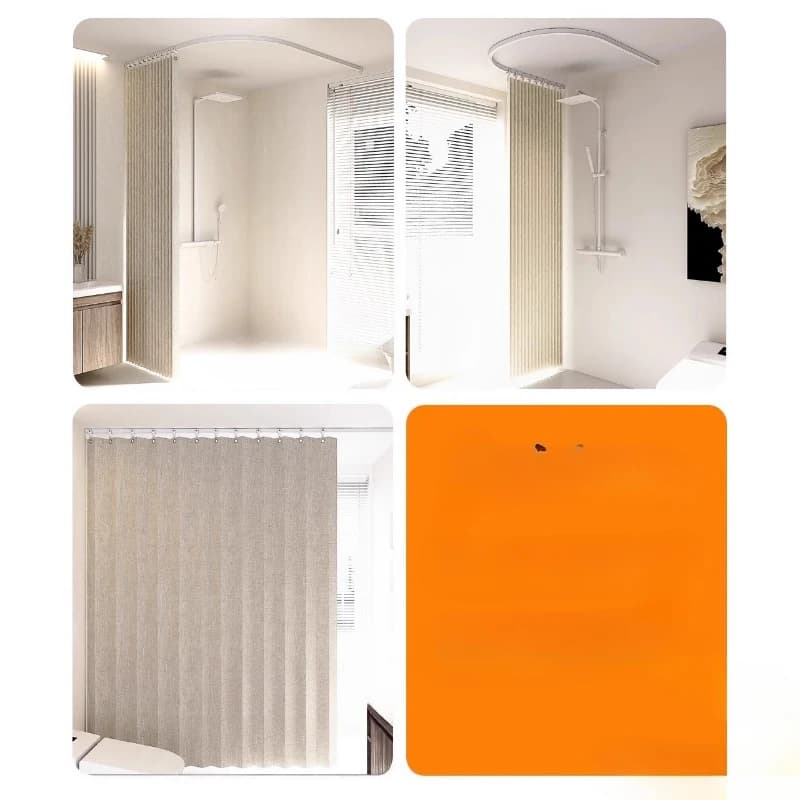 Set tenda divisoria pieghevole magnetica con binario flessibile Tenda divisoria a forma di U per bagno impermeabile a forma di arco