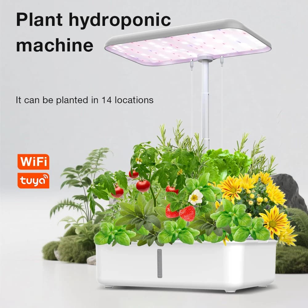 Smart Hydroponic Growing System Bluetooth WiFi Hydroponic Box 14 holes Garden Planting Machine with LED Grow Light