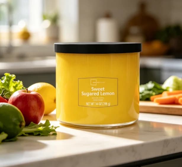 Sweet Sugared Lemon Scented Triple Wick Candle 14 Ounce Home Fragrance Aromatherapy Relaxation Gift