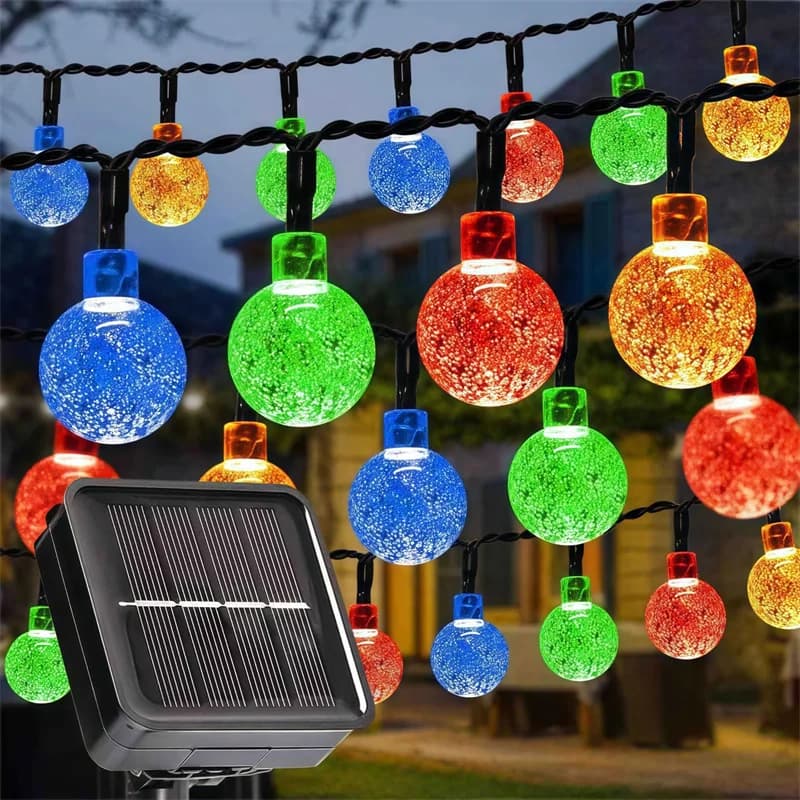 Luci a stringa LED solari a bolle per esterni, 8 modalità di illuminazione, per matrimoni, giardini, casa, strade, patio, alberi, feste, recinzioni e decorazioni