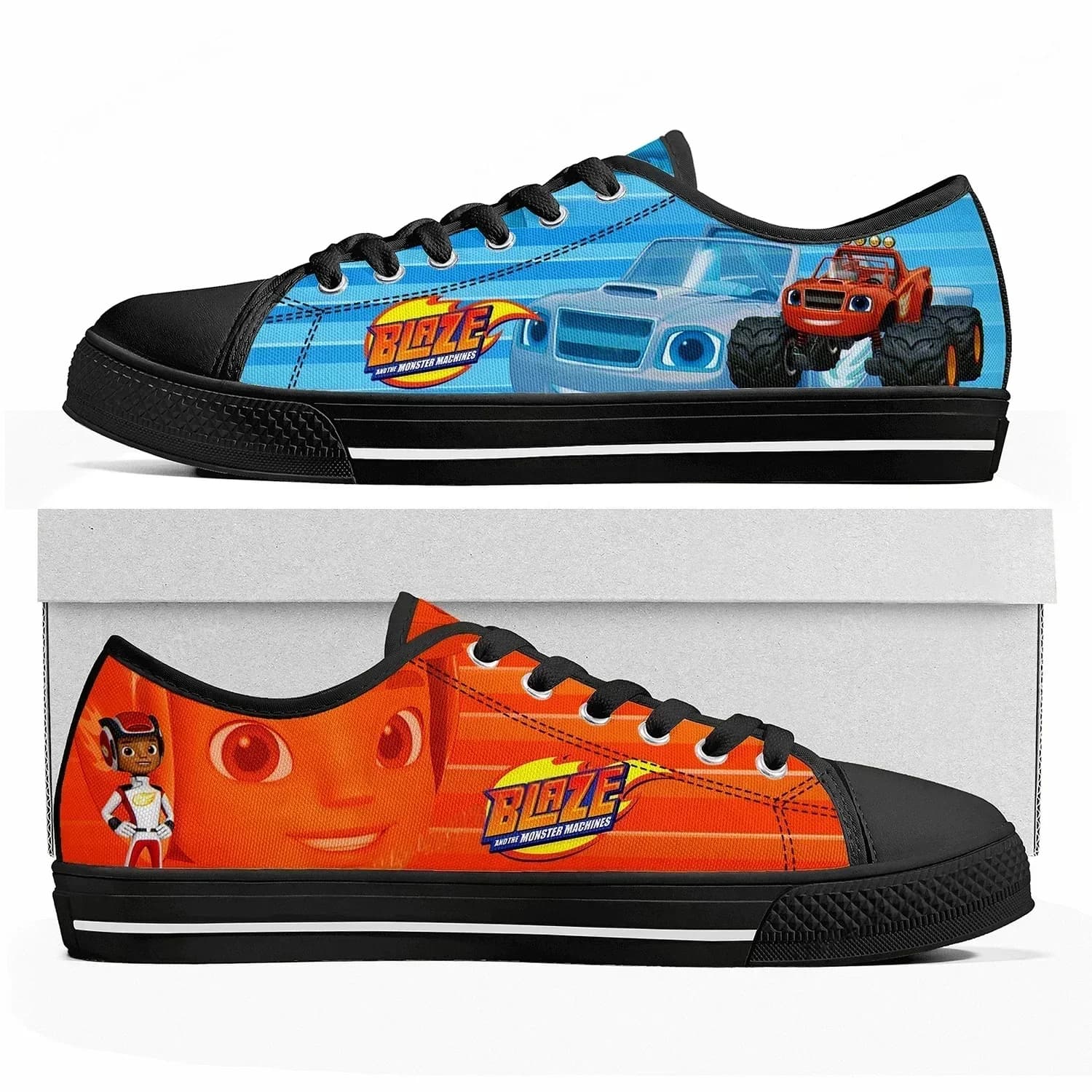 Blaze And The Monster Machines Low Top Sneakers Womens Mens Teenager High Quality Canvas Sneaker Casual Cartoon Customize Shoes