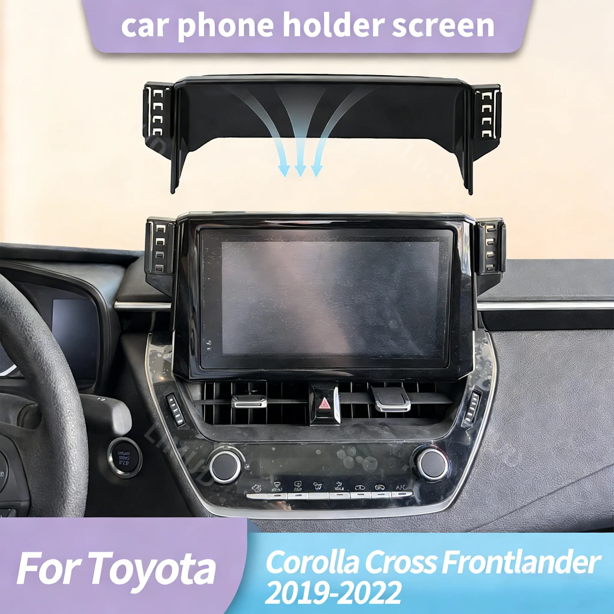 Supporto per Navigatore con Schermo da 9 Pollici e Vano Portaoggetti per Toyota Corolla Cross Frontlander 19-22, Supporto Fisso per Telefono in Auto