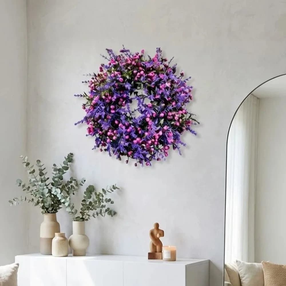 Ghirlanda di Lavanda Artificiale in Plastica, Pianta Simulata Realistica, Ghirlanda Floreale di Lavanda Fatta a Mano, Fiori Finti, Ghirlanda di Fiori Artificiali