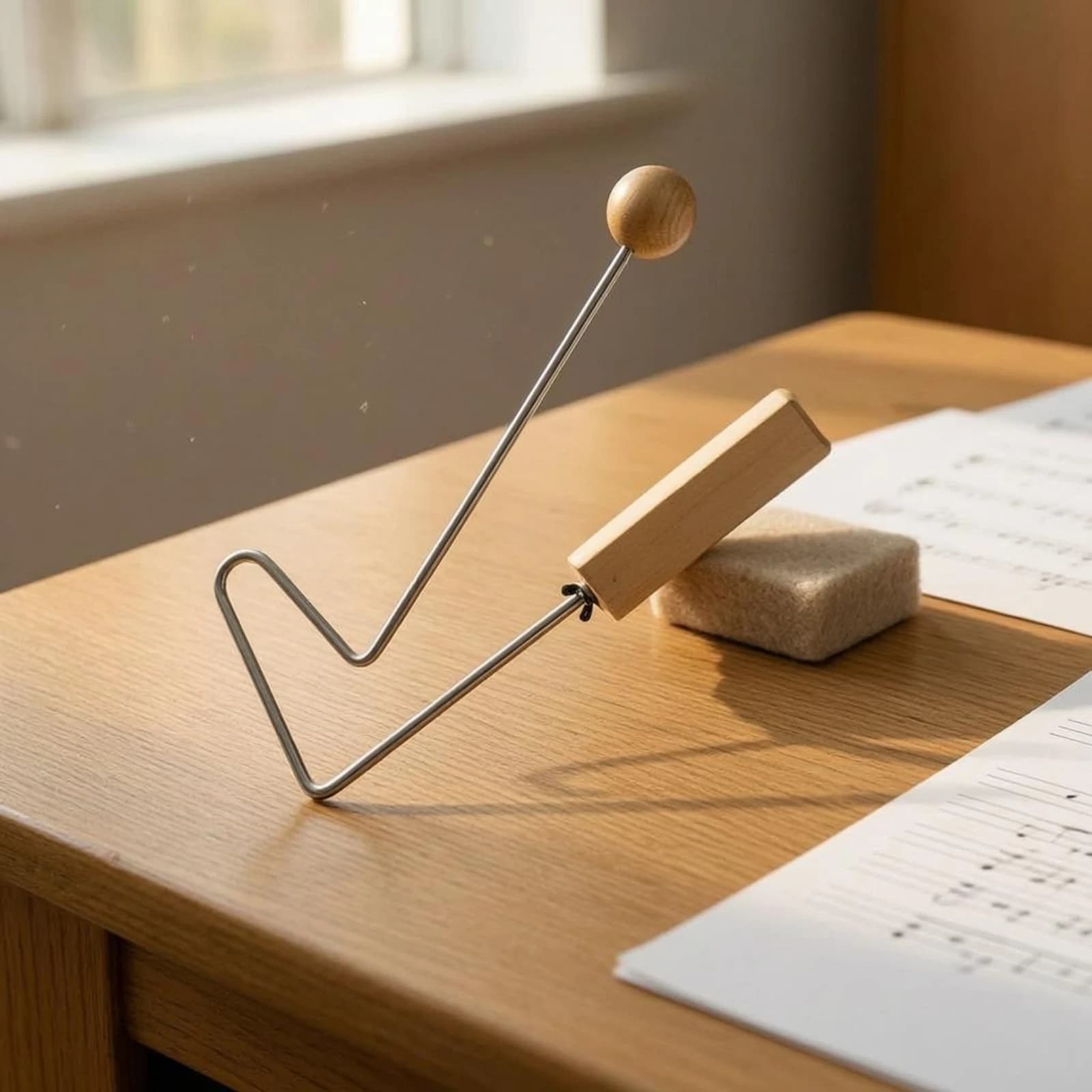 Wood and Metal Percussion Instrument Resonant Sound Wooden Striking Block Instrument Wooden Tone Block Sturdy Single-Piece
