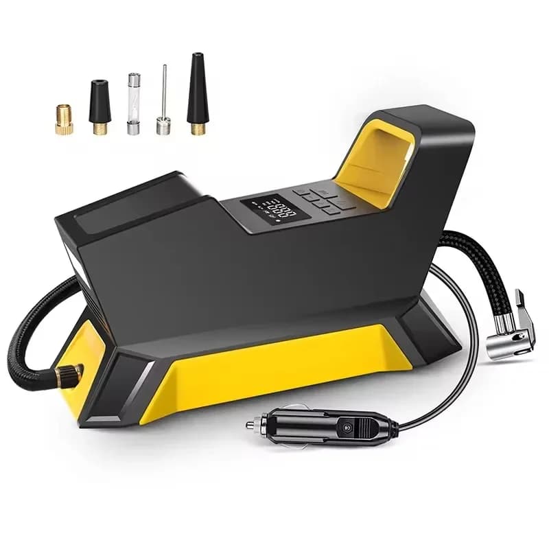 Compressore d'aria portatile per gonfiaggio pneumatici, pompa d'aria per pneumatici DC 12V con LED e manometro digitale 150PSI, gonfiatore per pneumatici portatile