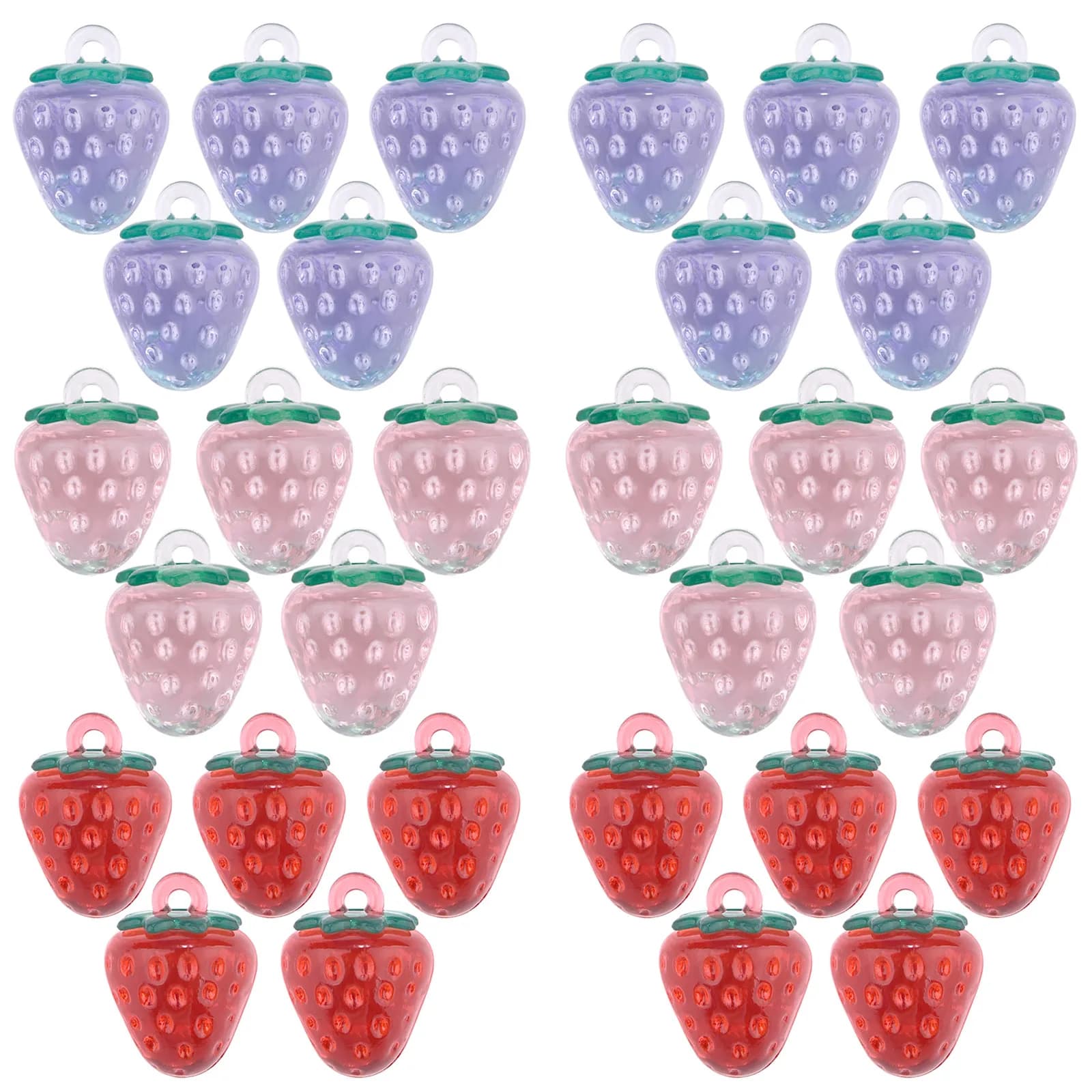 10 ciondoli acrilici a forma di fragola rosso rosa per pendenti per collana portachiavi fai da te ornamento accessori per la creazione di gioielli fai da te