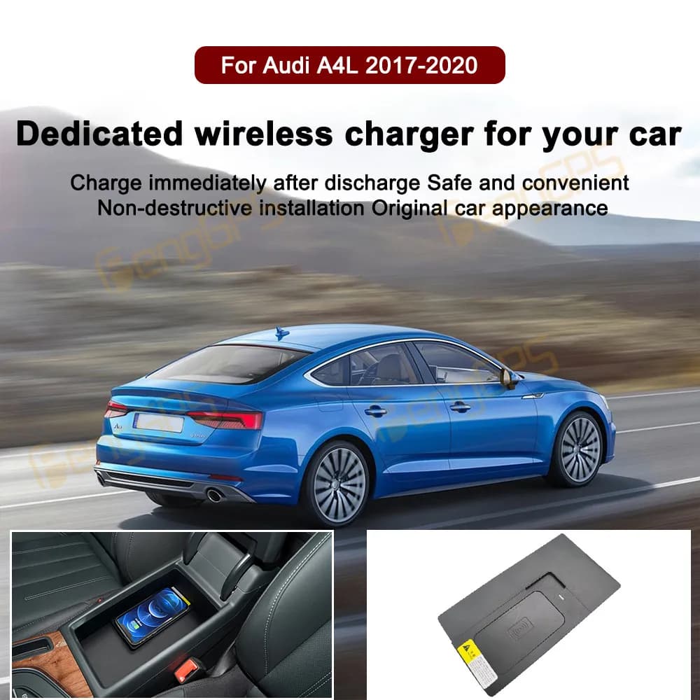 Auto Caricatore Senza Fili 15W QI Piastra di Ricarica Veloce Supporto Del Telefono Caricatore Del Telefono Senza Fili Per Audi A4L 2017 2018 2019 2020 Accessori