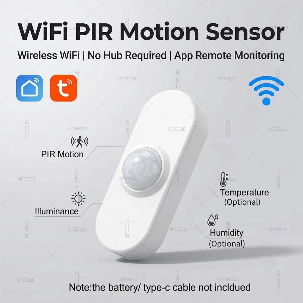 Tuya WiFi PIR Motion Brightness Smart Sensor Optional Temp Humidity Sensor Infrared Human Movement Detector Work with Smart Life
