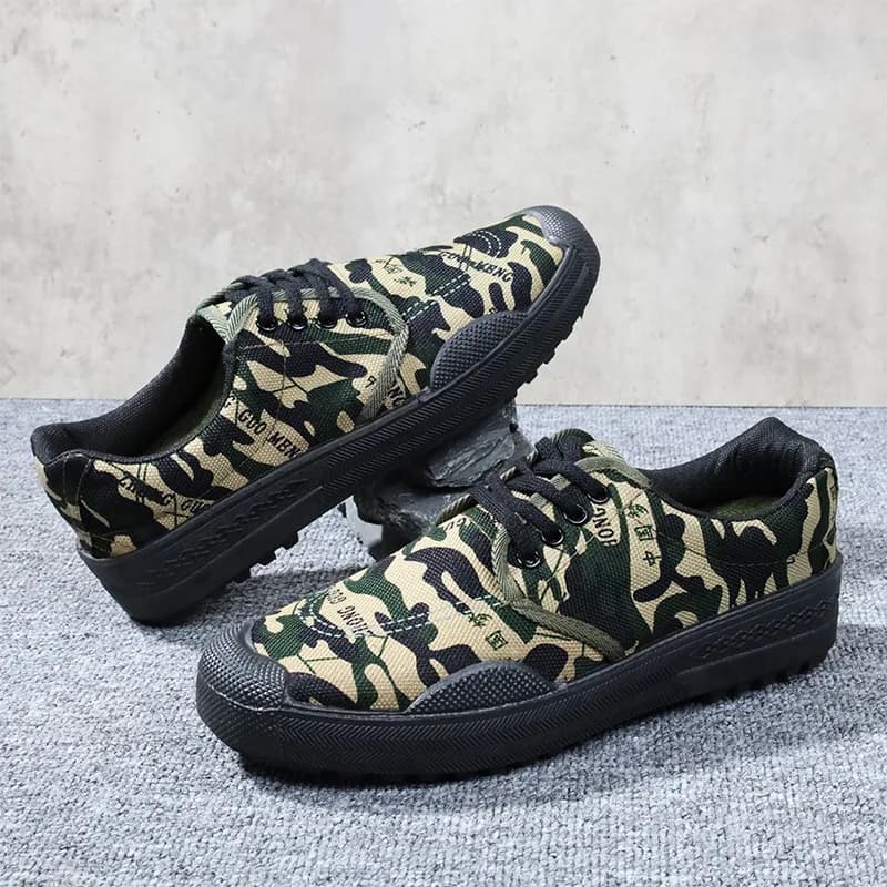 Men's Retro Canvas Shoes Vintage Military Style Sneakers Breathable Work Boots Non slip Casual Walking Footwear Outdoor Hiking