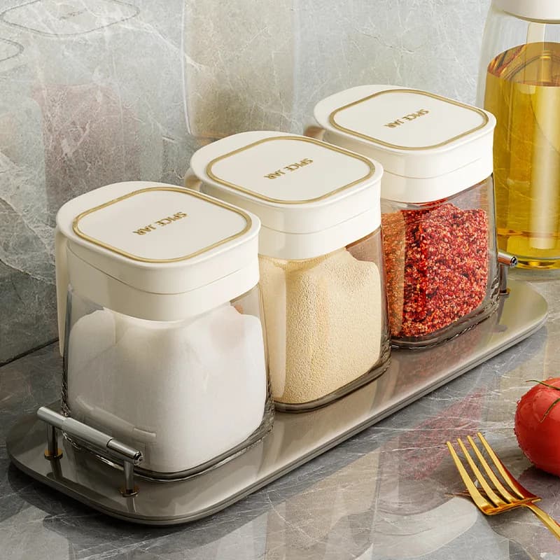 Scatola per condimenti combinata, set per galhette, scatola per condimenti, casa, macina sale, barattolo per spezie, scatola portaoggetti, sigillata, sigillata