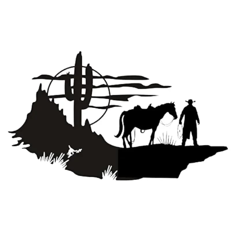 Decalcomania dell'auto della scena occidentale del Cowboy per finestrini dell'auto e liscia all'esterno della decalcomania dell'auto dell'uomo che tiene il cavallo