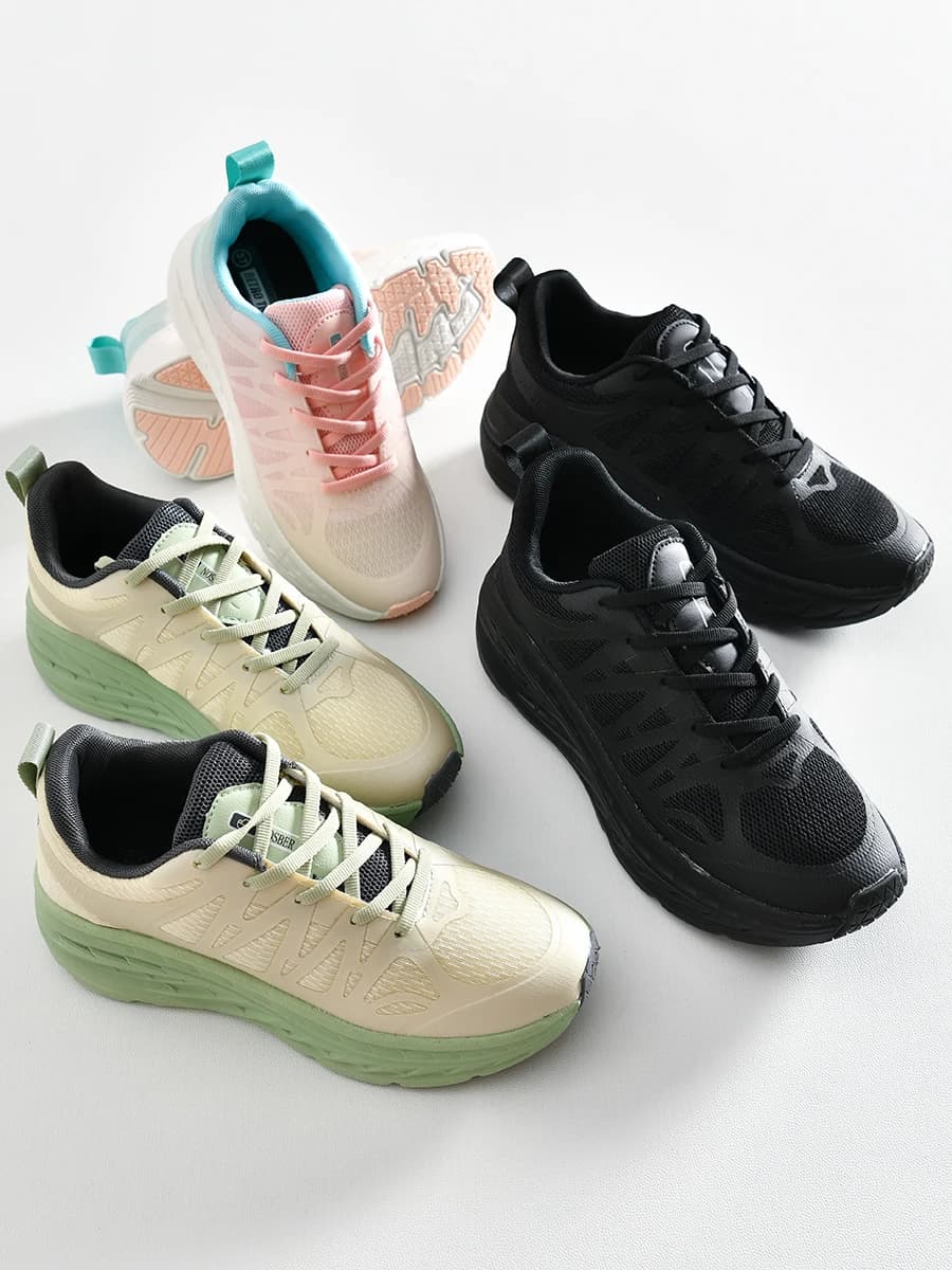 New Autumn Light Running Sports Shoes Men Women Couple Breathable Glueing Mesh Upper Fashionable Leisure Shoes round Toe