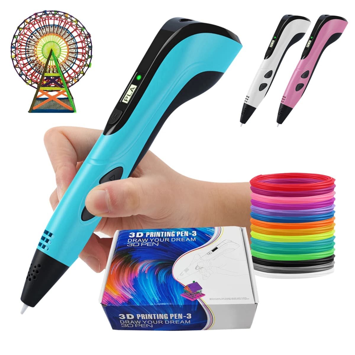 New 3D Pen for Kids Creative Children DIY Pens for 3D Printing Filament PLA Birthday Gift for Kids Portable With Christmas