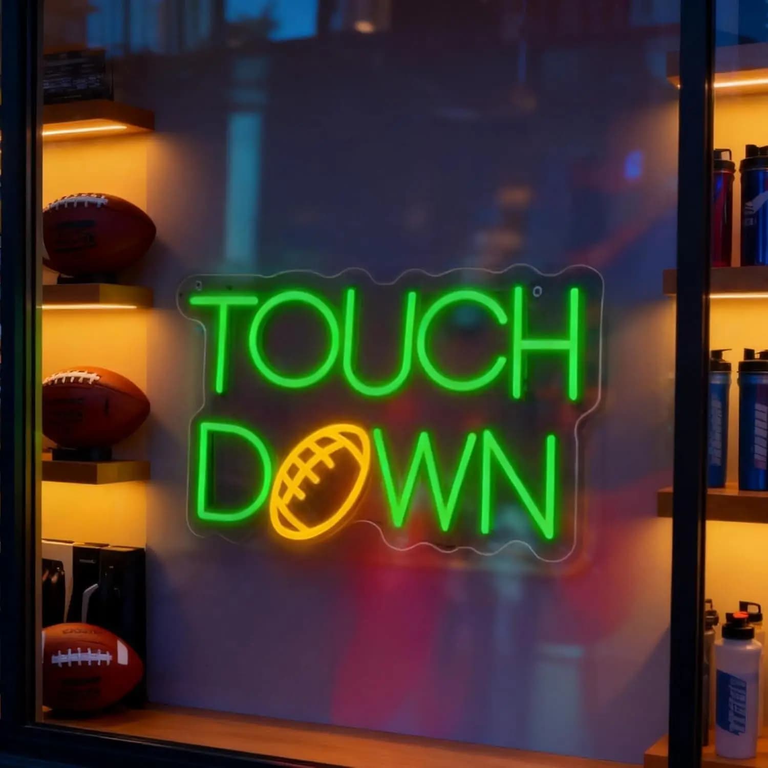 Touch Down Neon Sign USB Dimmable LED Neon Lights for Birthday Party Football Lovers Bedroom Home Decoration Game Accessories