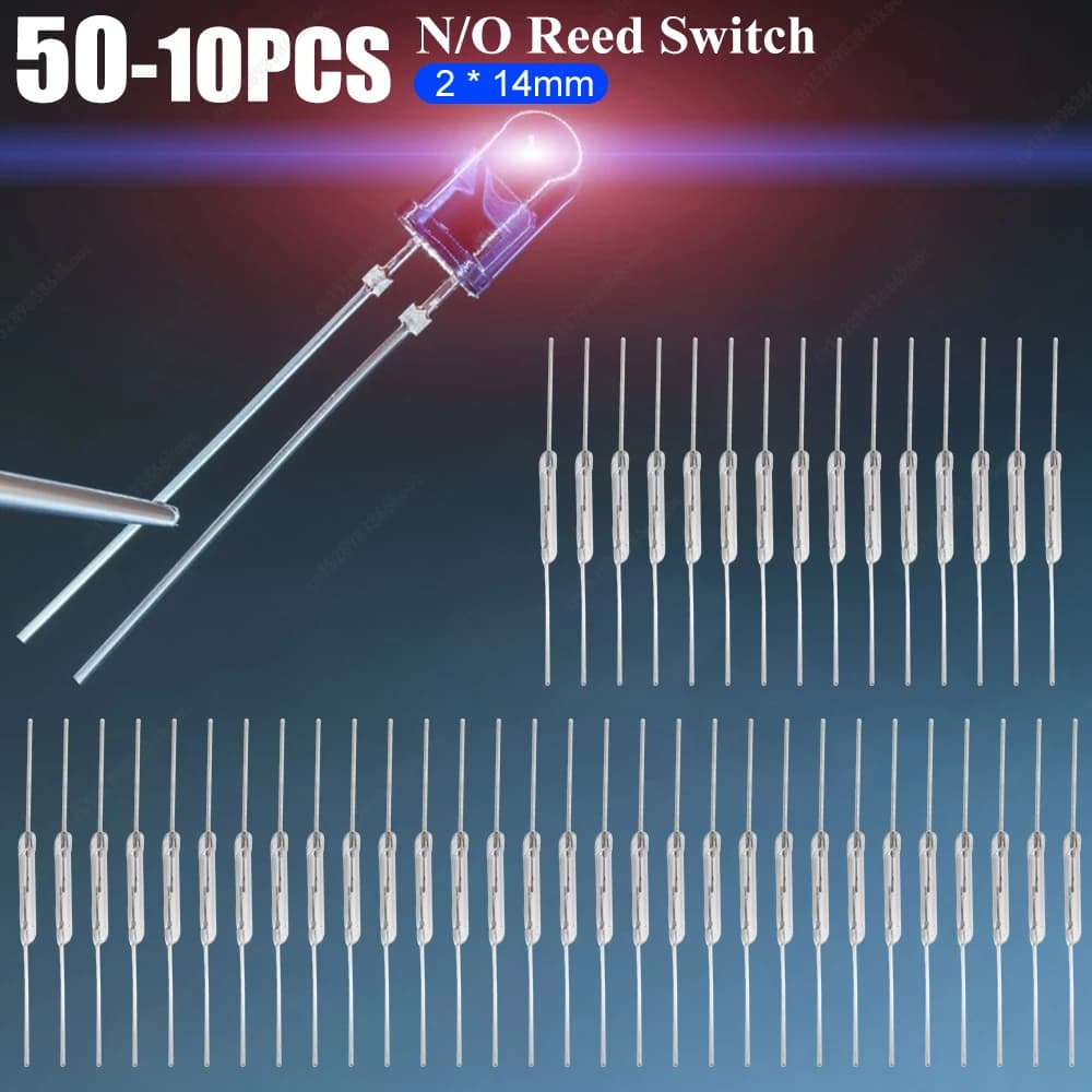 10-50 pcs Normally Open Induction Switch Magnetic Vibration Resistance Electronic N/O Switch 2*14mm N/O Reed Switches for Arduino