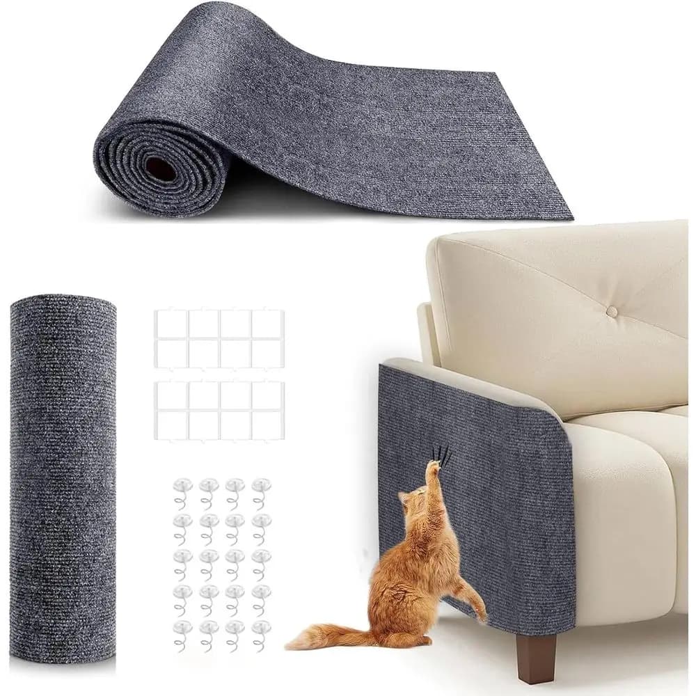 Self-adhesive scratch pad for cats, 78.7 x 15.8, durable protection for furniture, sofa, wall and door, grey