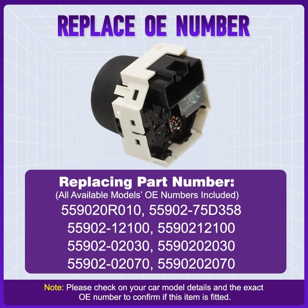 559020R010 55902-75D358, 55902-12100 Riscaldatore aria condizionata per auto ​ Manopola dell'interruttore di controllo della ventola del ventilatore per Toyota Corolla Matrix