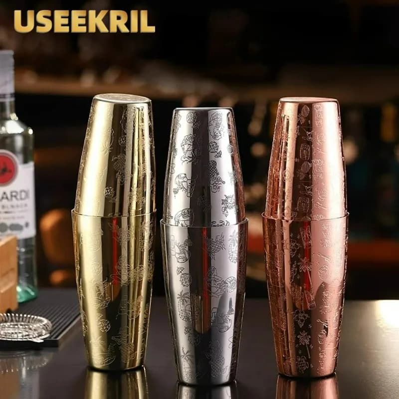 22oz/28.7oz Tiki inciso Boston Cocktail Shaker Bar lattine Kit barman in acciaio inossidabile Set Shaker di miscelazione inciso strumenti da Bar