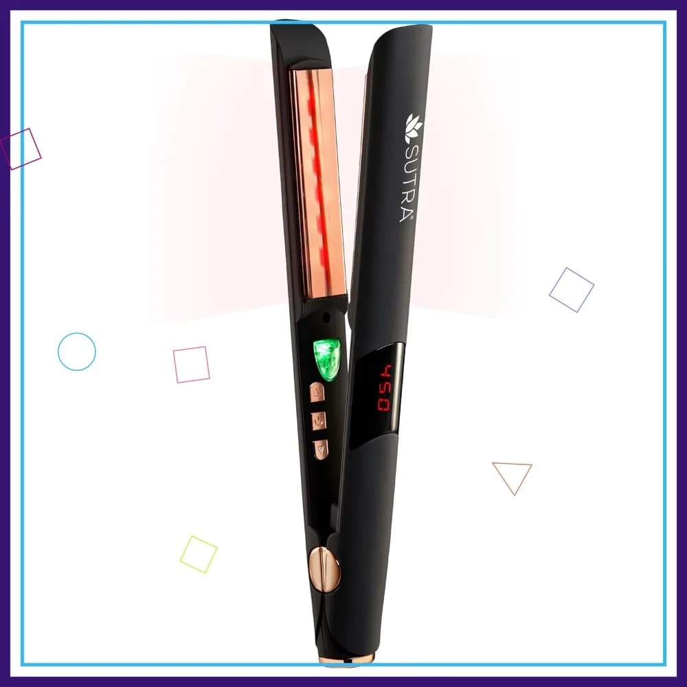 Piastra per Capelli Professionale a Infrarossi - Temperatura Regolabile, Spegnimento Automatico, Cavo Girevole - Piastra in Titanio Oro Rosa