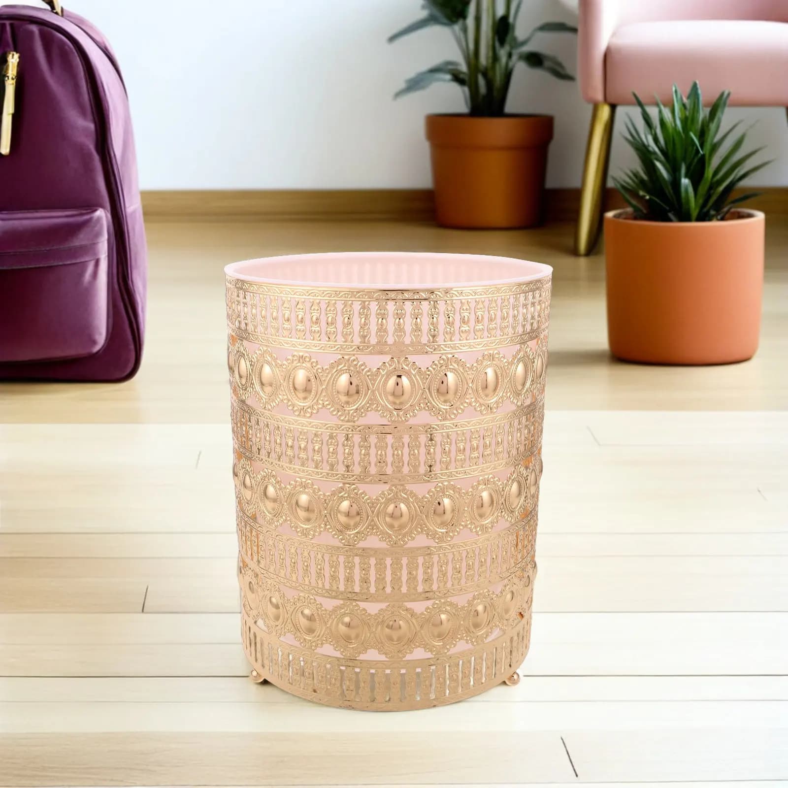 Luxury Trash Can Modern Household Light Luxury Waste Bin Kitchen Living Room Bedroom Bathroom Stylish Garbage Bucket Recyclable