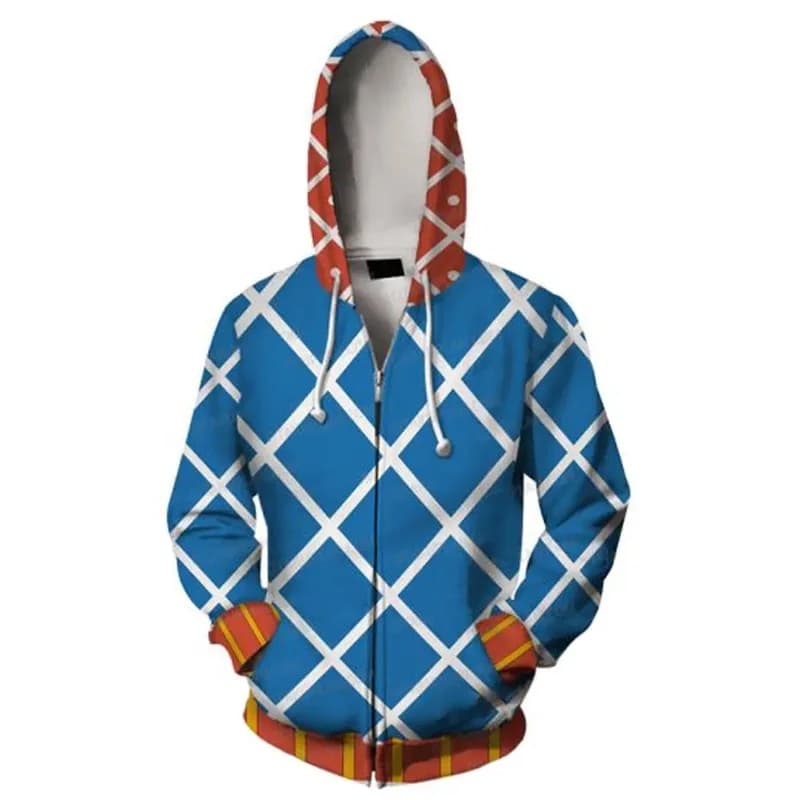 New 2026 JOJO's Amazing adventure Gode Misda 3D printed zipper cardigan hooded sport hoodie coat COS