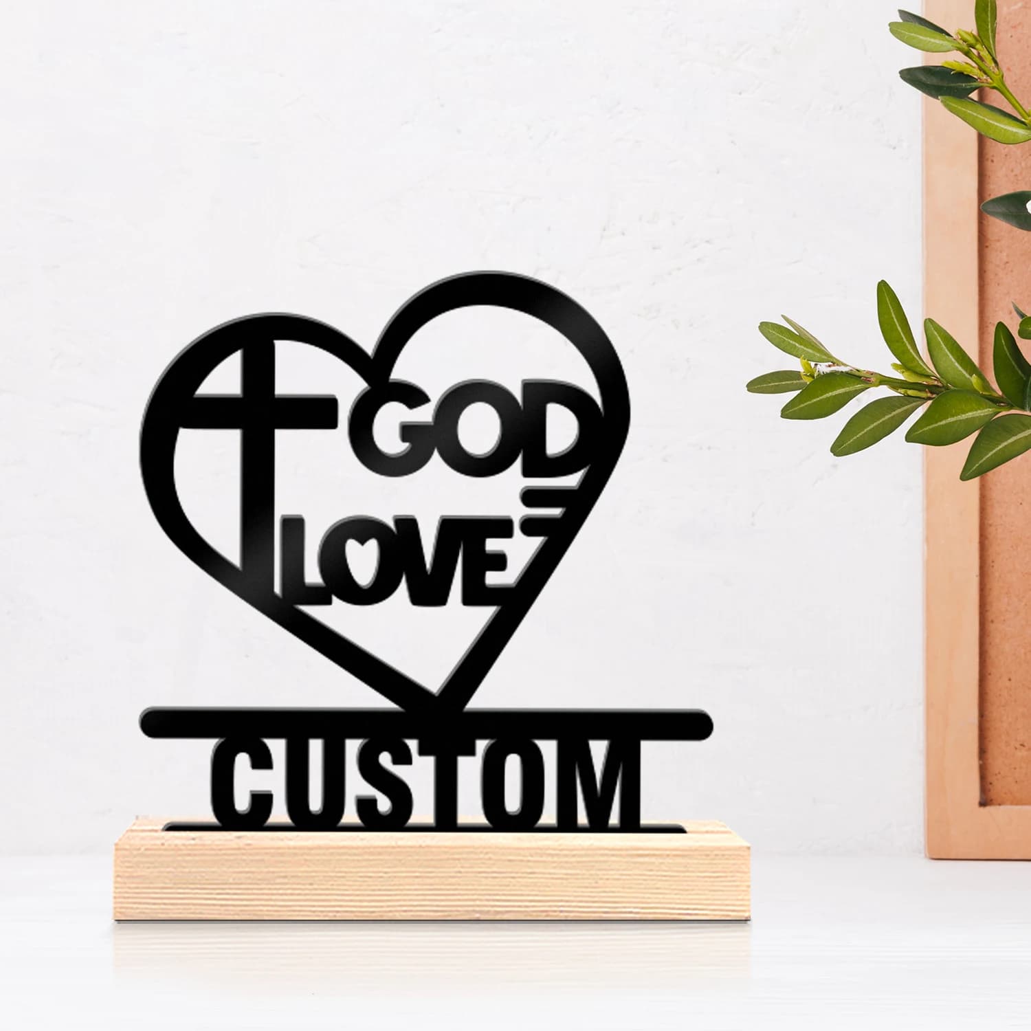 1pc Metal Ornaments with Customizable Names Custom Content Equipped with A Wooden Base Festival Ornaments and Decorations