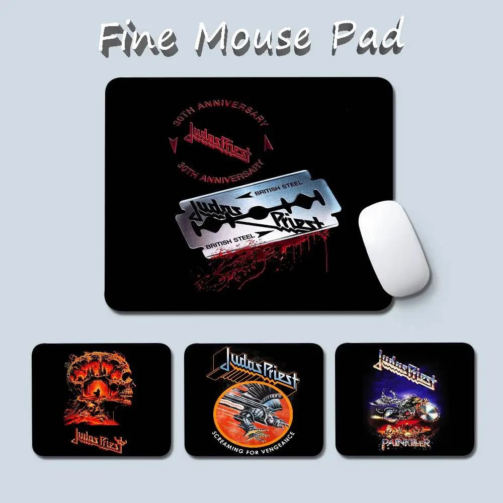 Tappetino per mouse da tavolo piccolo J-Judas Priest Heavy Metal Band, con bordo rinforzato, per PC, gaming e computer