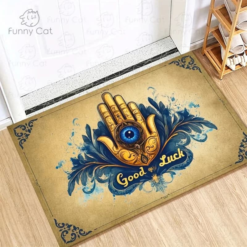 VIKAMA Tappetino Mystic Eye, resistente e lavabile in lavatrice, per ingresso, corridoio, bagno, WC, decorazione per la casa