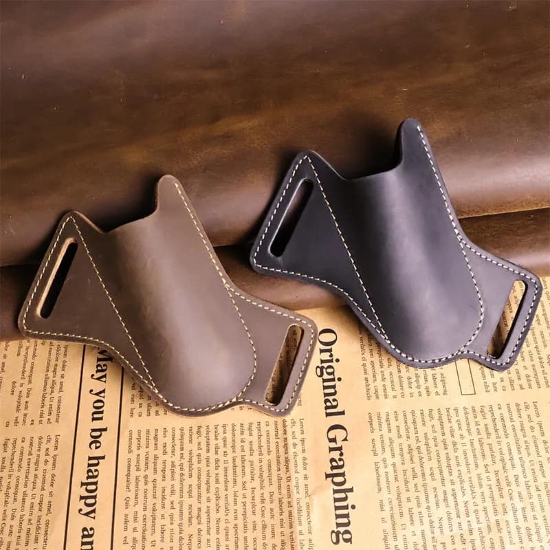 1 piece Hand-made leather pocket wax, EDC with folding knife, casual men for daily commuting, camping and mountaineering