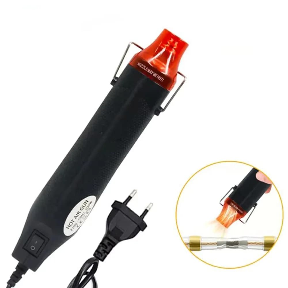 Pistola Termica/Mini Soffiatore per Tubi Termorestringenti 220/110V, Strumento Fai-da-te, Mini Utensile Elettrico da 150/300W per Saldatura e Lavorazione a Caldo con Supporto per Tubi Termorestringenti