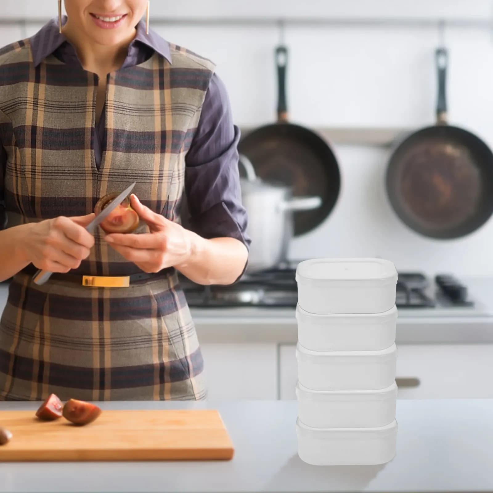 Set di 5 Contenitori per Riso Congelabili e Impilabili, Scatole per Porzioni di Cibo, Contenitori per Dieta Sana e Conservazione del Riso Cotto