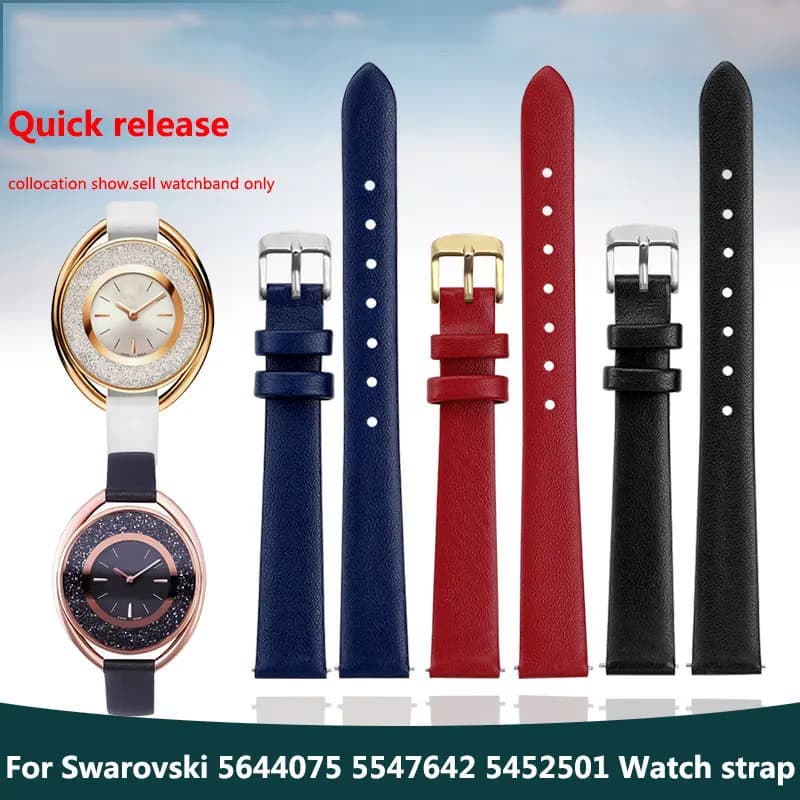 Per Swarovski 5644075 5452501 5158517 5158972 Cinturino per orologio da donna in vera pelle 12 14 16mm Rosso bianco Blu Dermis Fine cinturino