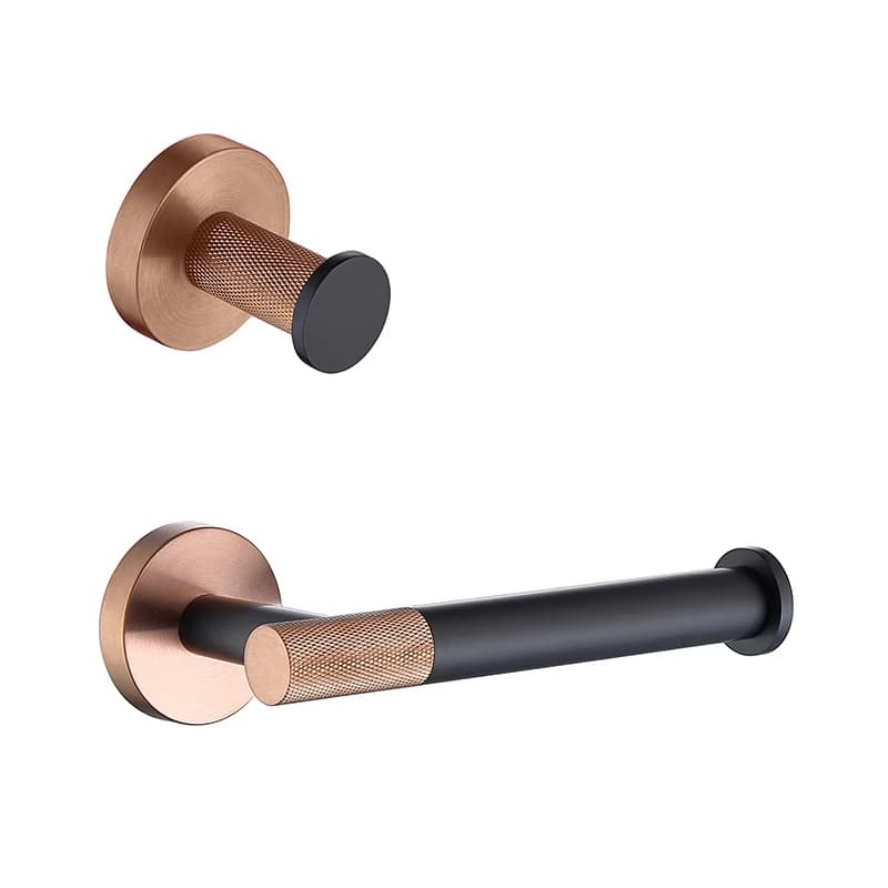 Portarotolo in oro rosa e nero Kit di accessori per il bagno Portarotolo per carta igienica a parete Gancio per accappatoio Appendiabiti