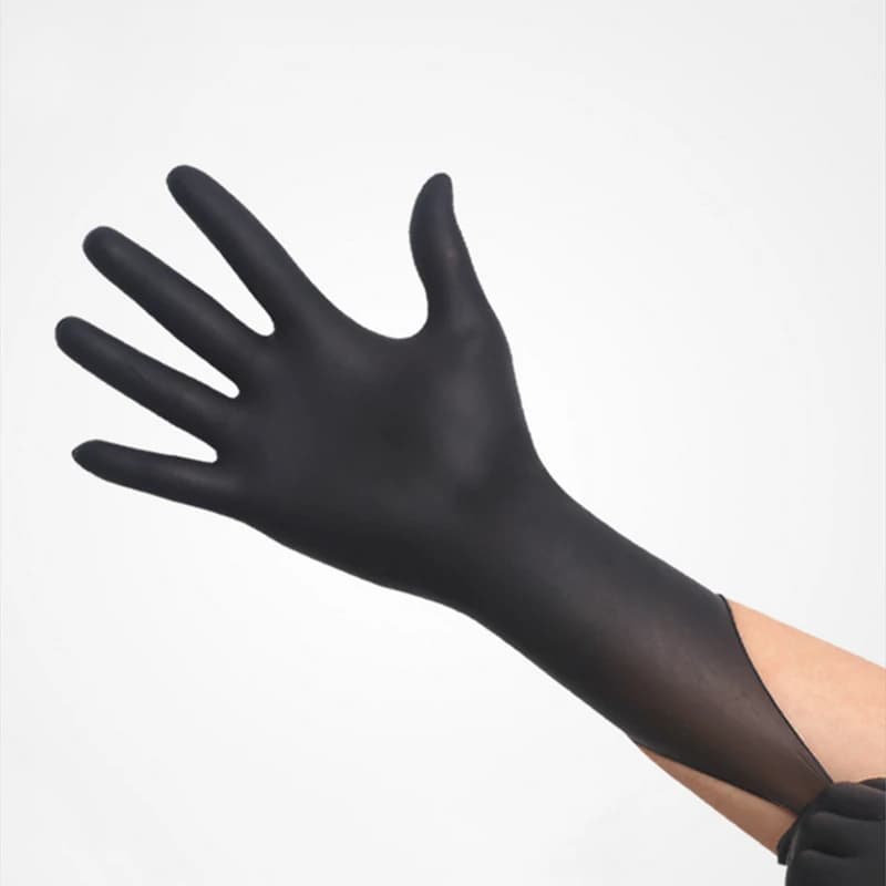 Guanti Monouso in Nitrile Nero, Resistenti e Impermeabili, Guanti Protettivi per Cucina, Pulizie Domestiche, Manipolazione Alimenti, Salone di Bellezza
