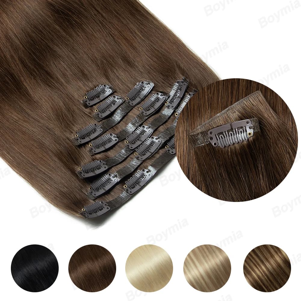 Clip invisibile in PU nell'estensione dei capelli Clip di trama del nastro in PU iniettata per capelli umani 7 pezzi / set 12-24 pollici 100G 120G Clip sui capelli