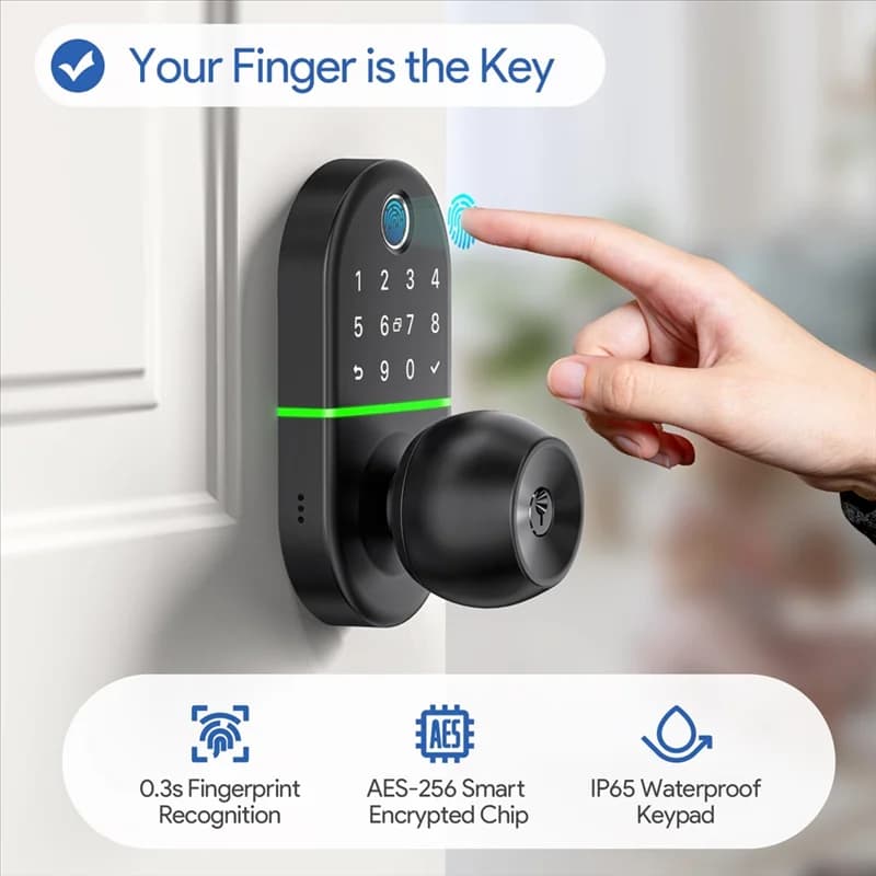 Y45A-Serratura intelligente con maniglia, manopola elettronica per impronte digitali per porta d'ingresso, genera codice di accesso da remoto, serratura con manopola