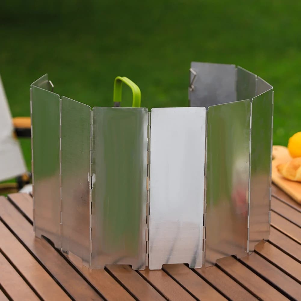 10 piastre pieghevole campeggio picnic cucina bruciatore schermo antivento fornello a gas scudo antivento scudo antivento esterno ultraleggero in alluminio