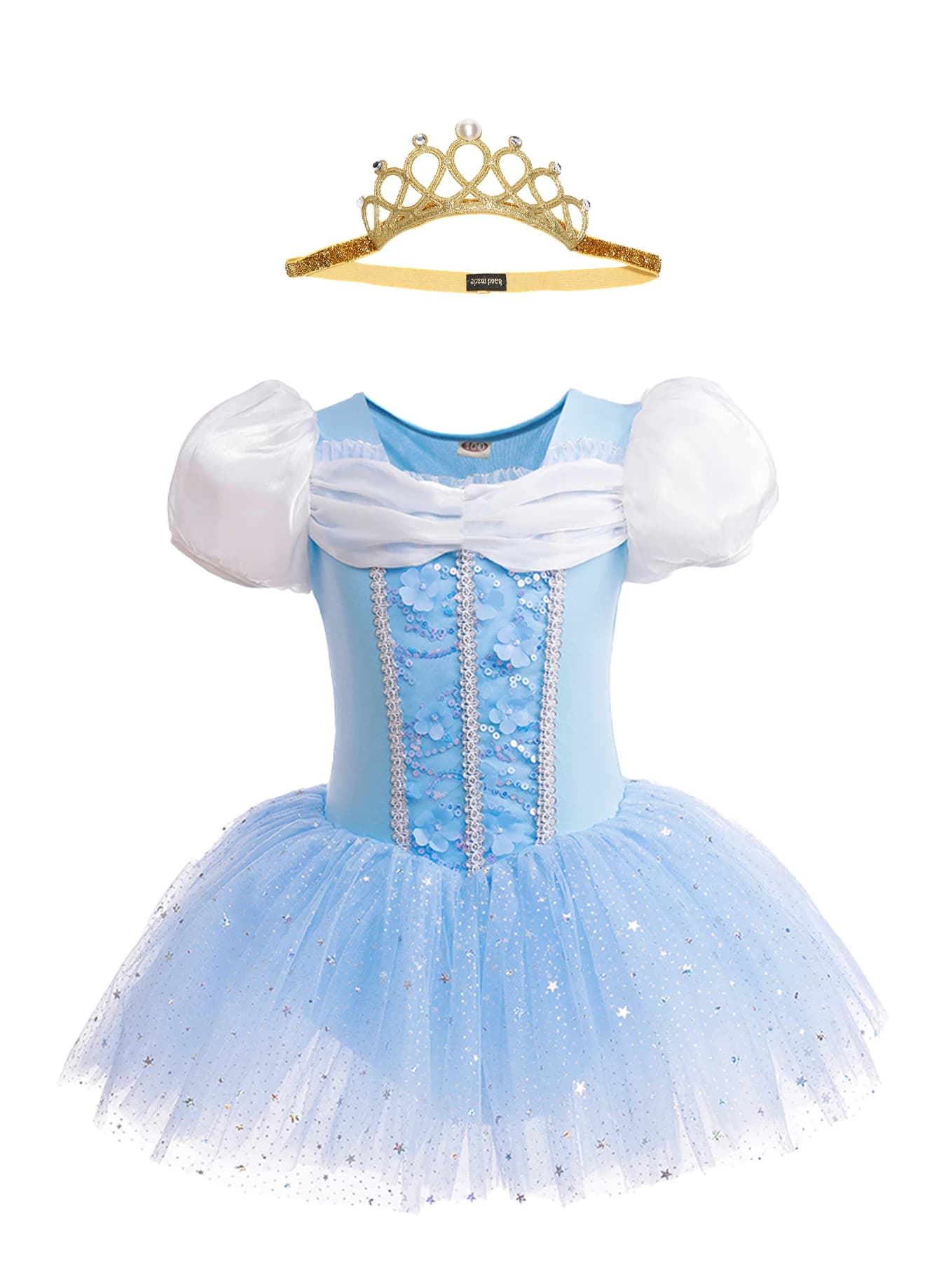 Vestito da tutu di balletto per ragazze Decorazione con paillettes Manica a sbuffo Fiocco di neve Celebrazioni natalizie Tiara gratuita inclusa Spedizione gratuita