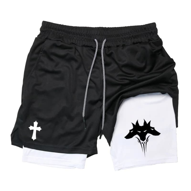 2 in 1 performance shorts with graphic print for men Athletic shorts breathable fast drying with running shorts for training in pocket gym
