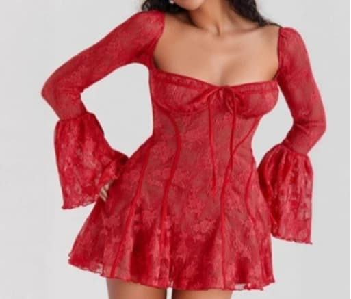 Abito a pendolo da donna autunnale 2026 nuovo, elegante e alla moda, con maniche lunghe a corno in pizzo e spalline sottili