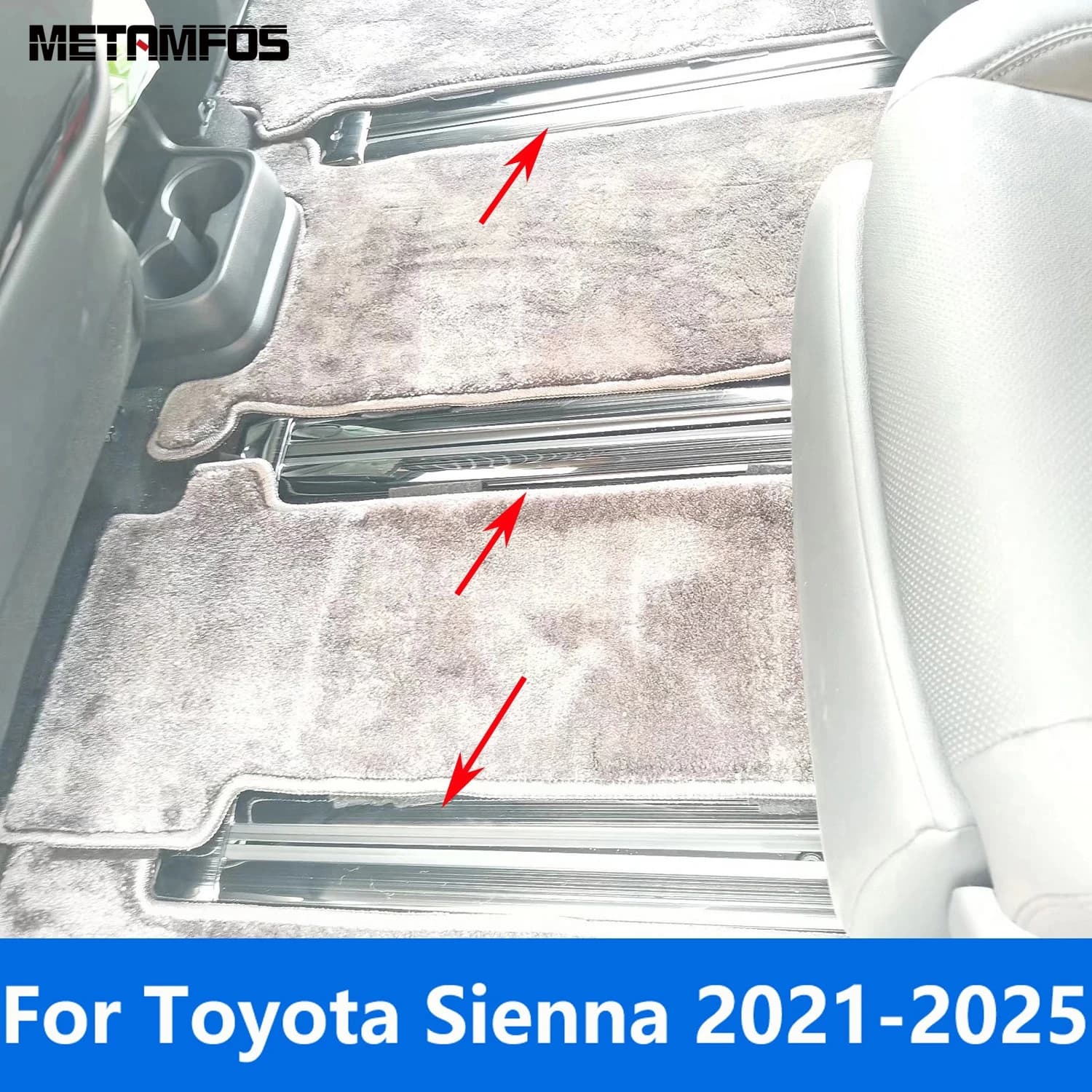 Accessories For Toyota Sienna 2021 2022 2023 2024 Stainless Steel Seat Rear Track Path Slide Rail Cover Frame Trim Car Styling