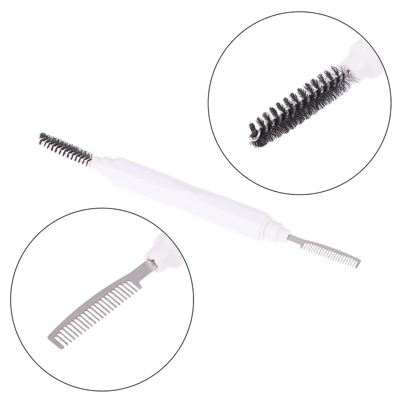 Nuovo pettine a doppia testa per sopracciglia e ciglia, spazzola a spirale, pettine in acciaio a denti fini, piccolo pettine professionale per trucco occhi
