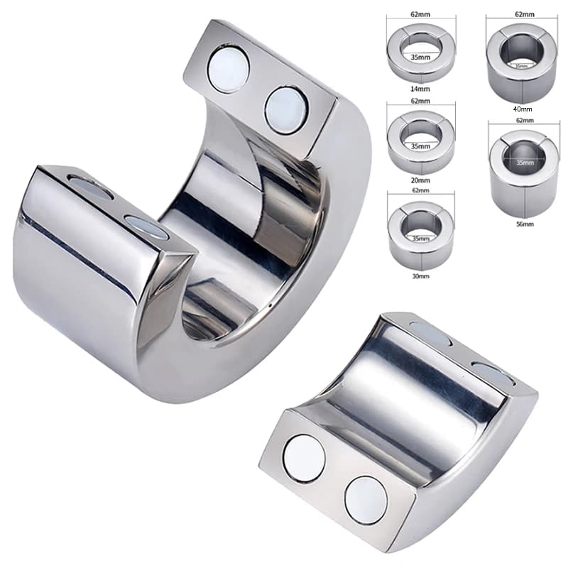 Magnetismo Acciaio inossidabile Scroto Anello per erezione del peso Cock Trainer Chiusura in metallo Anello per sperma Vincolante Pene Fornitore per addestramento maschile
