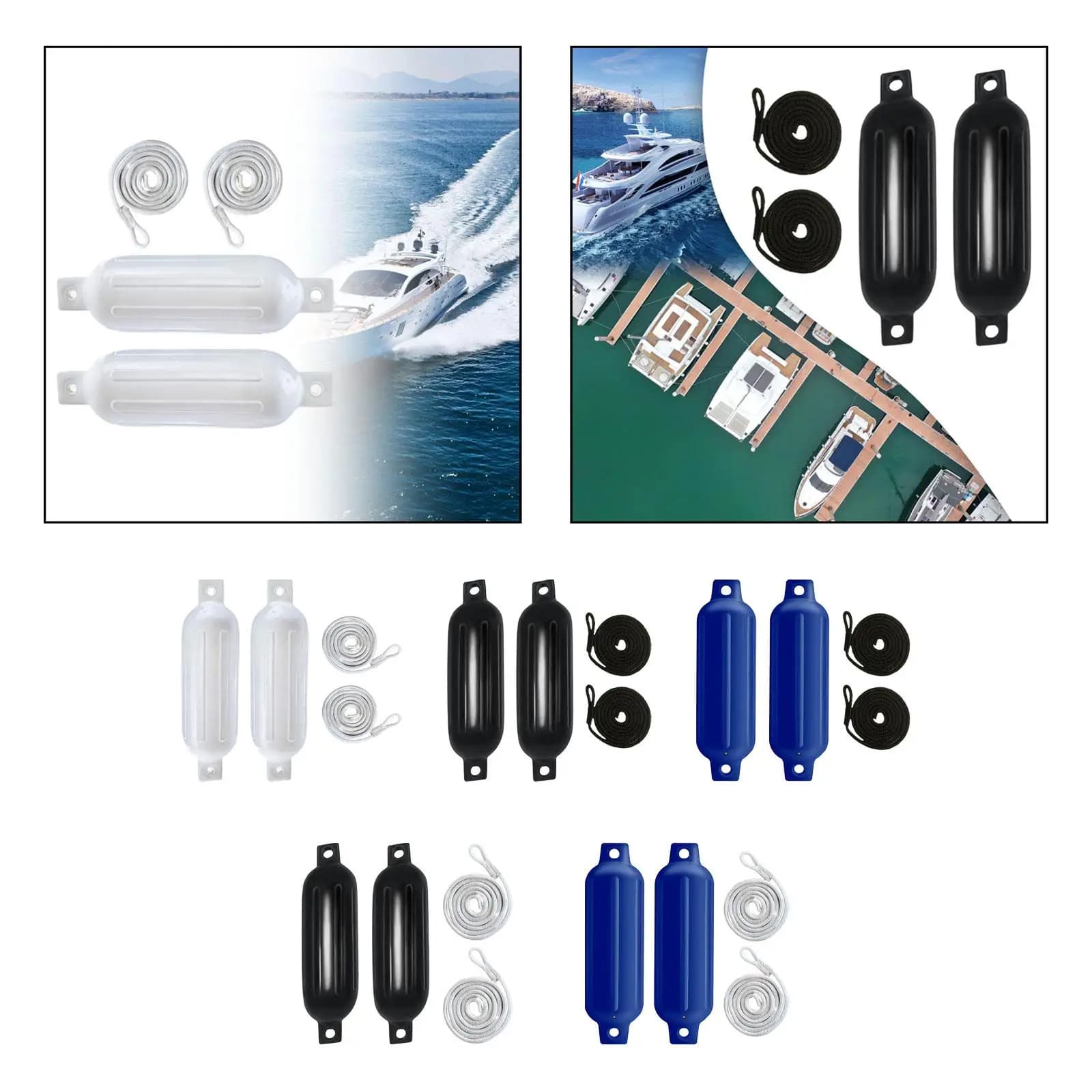 2 Pieces Boat Fenders 9.5mm X 2M Ropes PVC G1 Boat Accessories Boat Bumpers for Docking Yachts Speedboats Sailboats Pontoon