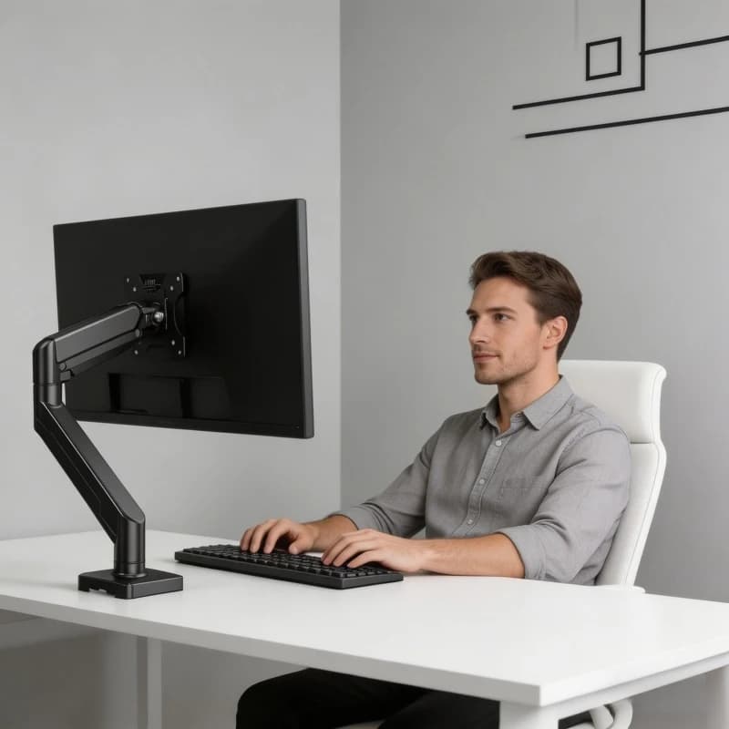 Supporto per Monitor Singolo da Casa/Ufficio per Schermi da 13-35 Pollici, Braccio Regolabile in Altezza con Base a Morsetto o Passacavo