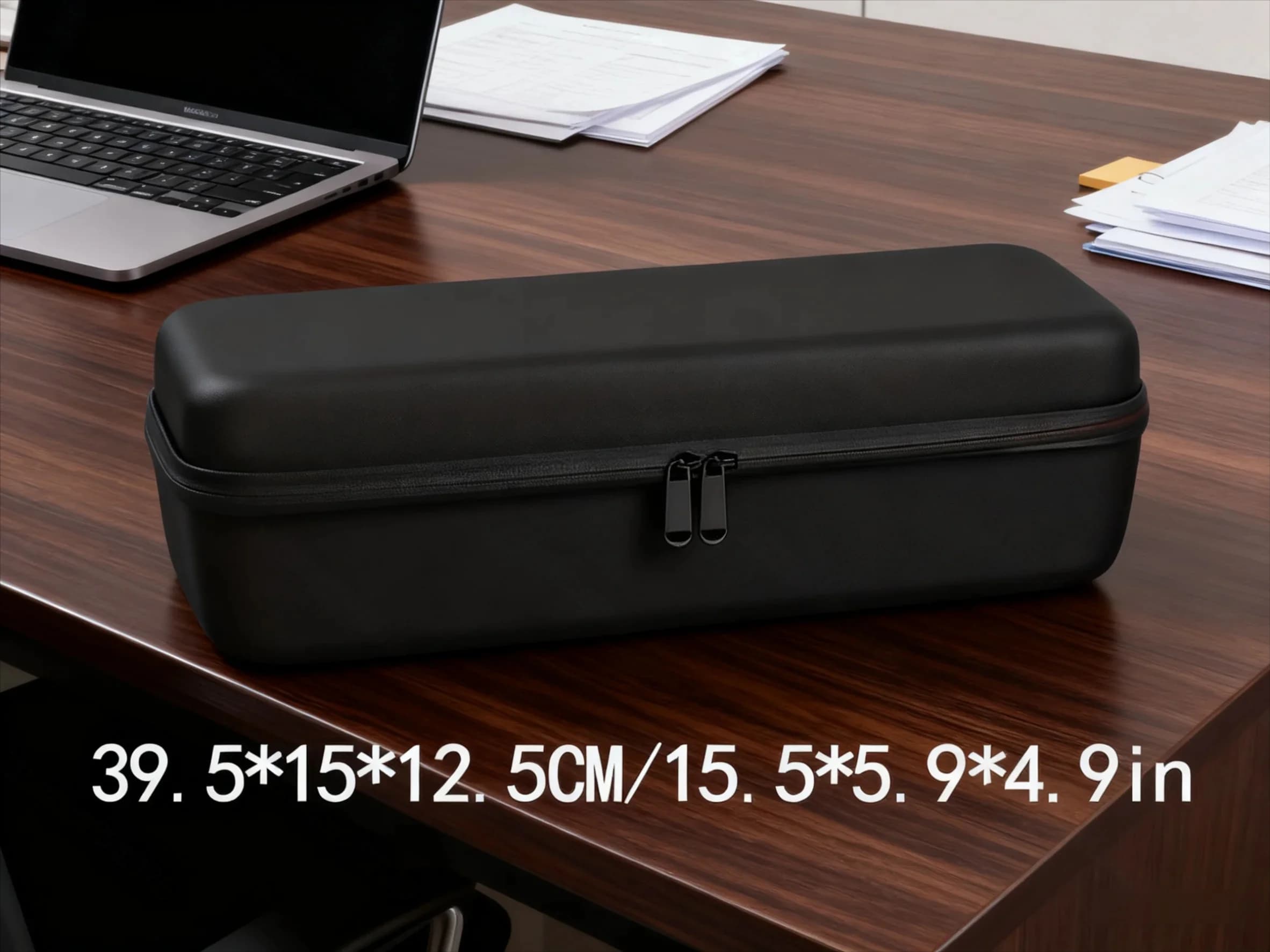 Large black table holder box, rigid travel protection for iron hair organizer