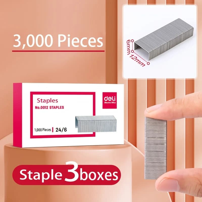 3 scatole di graffette standard 24/6, 3000 chiodi universali per graffette resistenti, accessori per ufficio e rilegatura di documenti ad alta resistenza