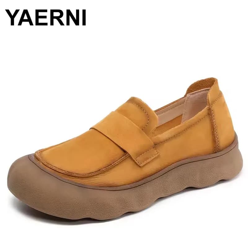 Scarpe autunnali in vera pelle piena Tendenza temperamento Scarpe basse da donna Suola spessa Scarpe da ginnastica casual comode Scarpe da viaggio