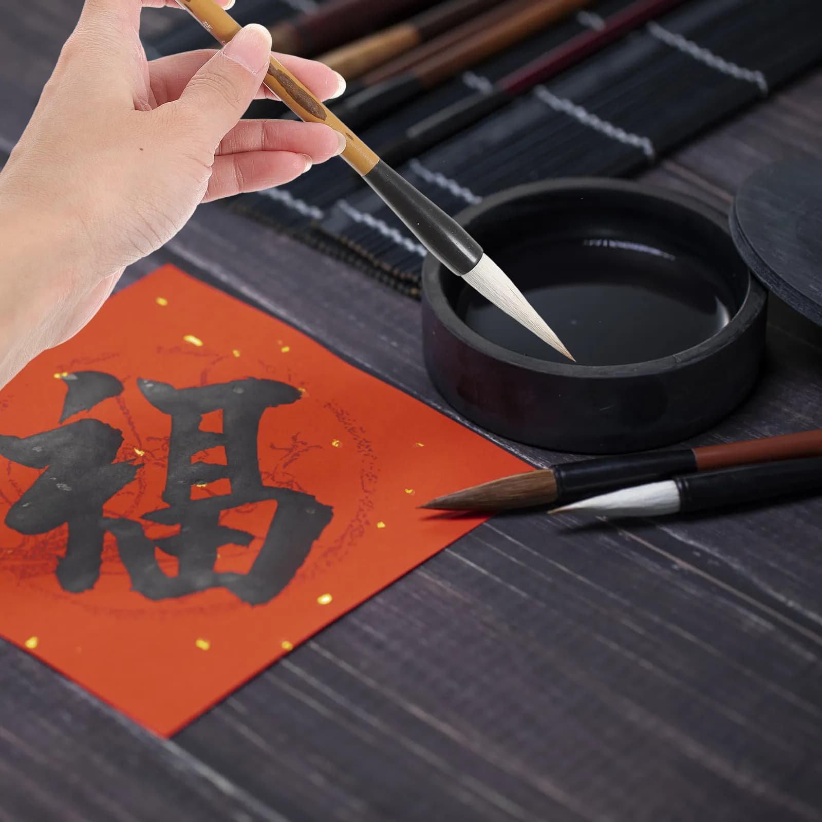 3Pcs Traditional Chinese Calligraphy Brush Pen Set for Beginners Writing Couplets Painting Practice Professional Handheld
